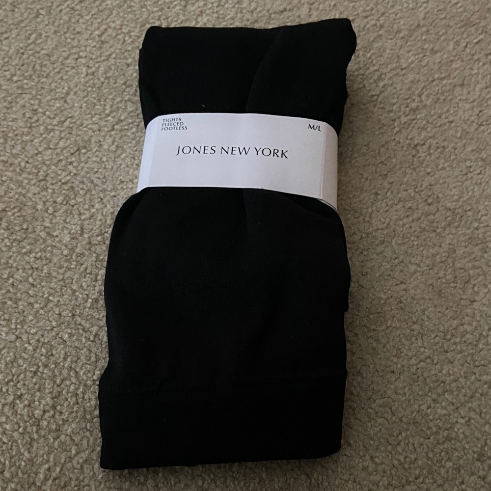 Jones New York Women Classic Black Fleece Tights Size M/L
